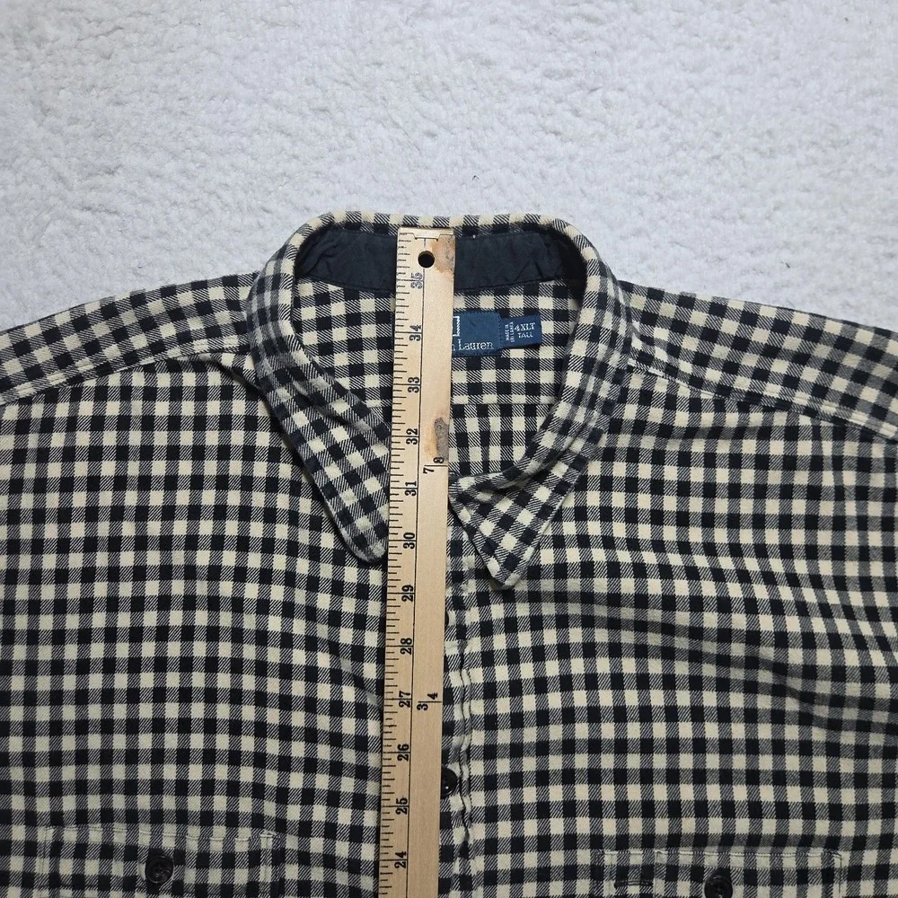 Vtg 90s Polo Ralph Lauren 4XLT Mens Gingham Plaid Button Up Flannel Shirt